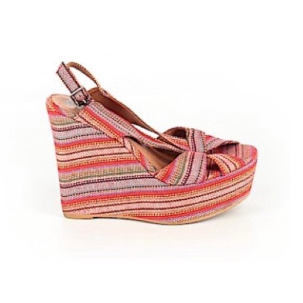 Jeffrey Campbell Handmade Pink multi-colored California Ibiza Wedges 8.5